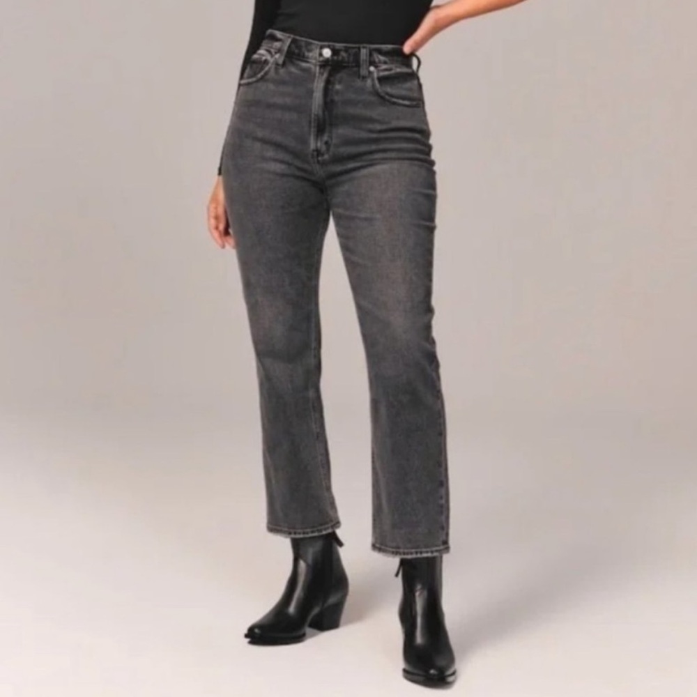 Abercrombie & Fitch | The Ankle Straight Ultra High Rise Black Denim Jeans NWT